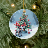 Cute Cyberpunk Reindeer with Christmas Tree
