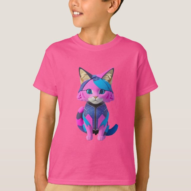 Cute cyborg cat portrait T-Shirt (Front)