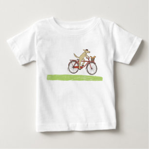 Cute Cycling Dog and Squirrel   Animal Friends Baby T-Shirt