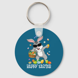 Cute Dabbing Bunny Easter Egg Basket Key Ring