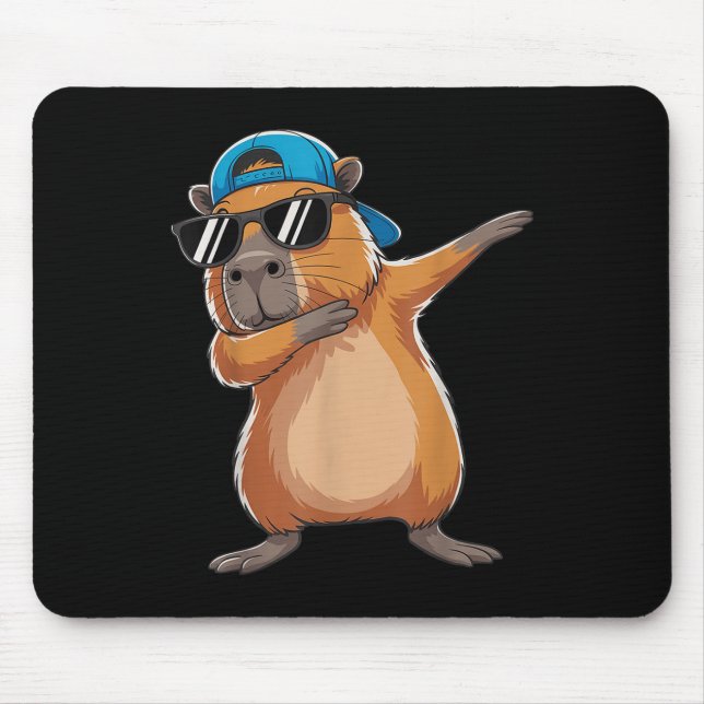 Cute Dabbing Capybara Boys Men Toddler Fun Capy Lo Mouse Pad (Front)