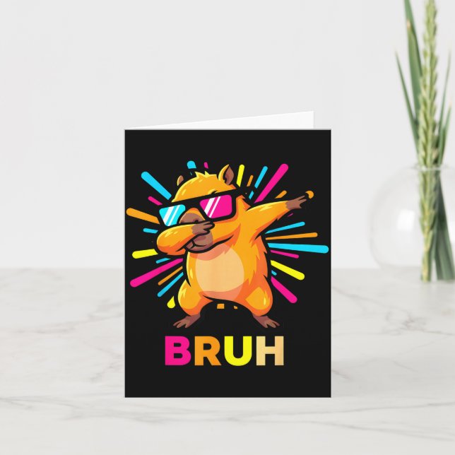 Cute Dabbing Capybara Funny Animal Meme Capy Lover Card (Front)