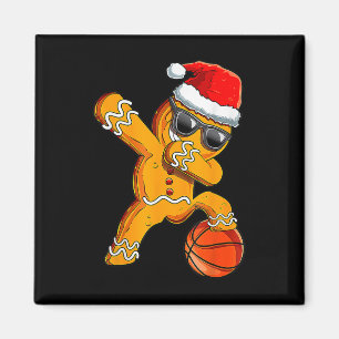 Cute Dabbing Christmas Gingerbread Cool Basketball Magnet