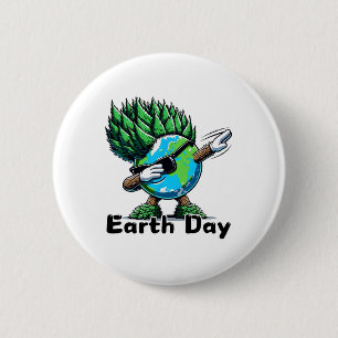 Cute Dabbing Earth Mohawk Trees Earth Day Dance Bo 6 Cm Round Badge