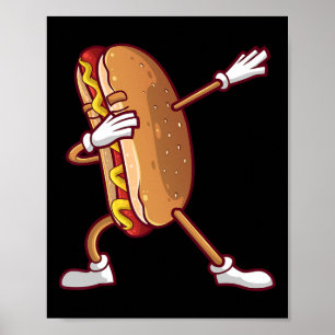 Cute Dabbing Hot Dog Design For Kids Men Women Dan Poster