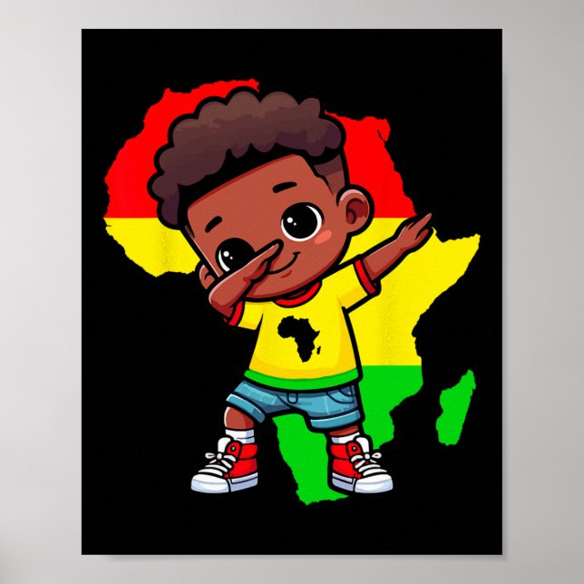 Cute Dabbing Kid Black History Month Kids Boys Gir Poster (Front)
