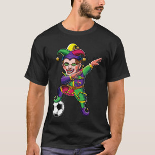 Cute Dabbing Mardi Gras Jester Soccer Lover Dab Co T-Shirt