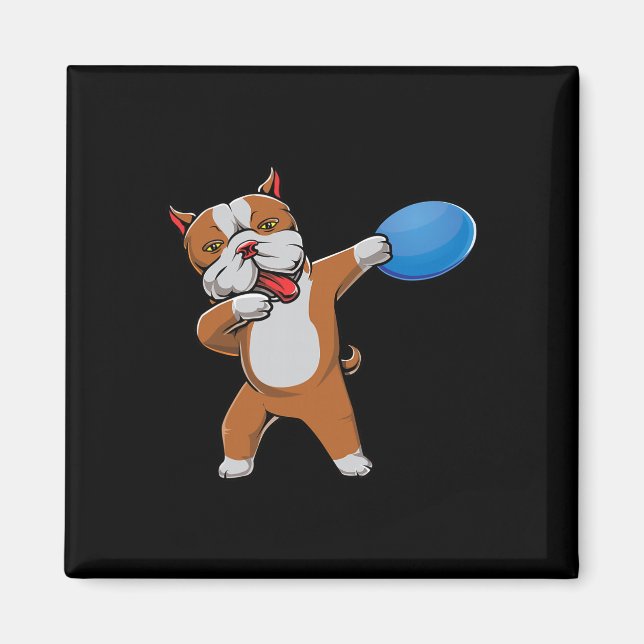 Cute Dabbing Pitbull Disc Golf Lover Pit Bull Pet  Magnet (Front)
