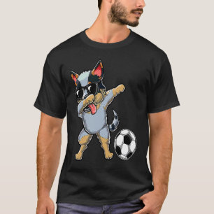 Cute Dabbing Red Blue Heeler Cattle Dog Dab Soccer T-Shirt