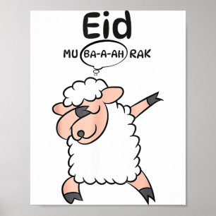 Cute Dabbing Sheep Eid Mu-ba-a-ah-rak Eid Al Adha Poster