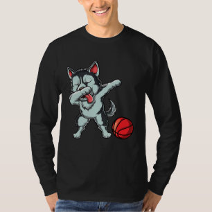 Cute Dabbing Siberian Husky Dog Dab Bball Basketba T-Shirt
