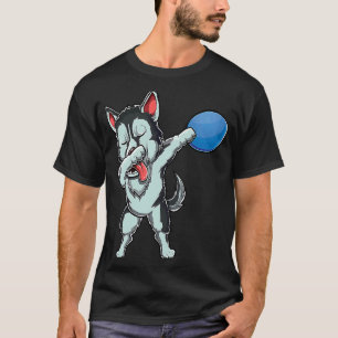 Cute Dabbing Siberian Husky Dog Dab Disc Golf Love T-Shirt