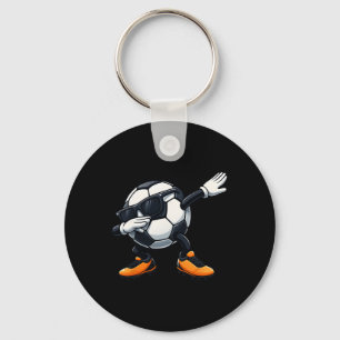 Cute Dabbing Sungles Footbyll Soccer Byll Cartoon  Key Ring