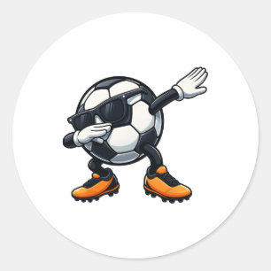 Cute Dabbing Sungles Footll Soccer Ll Cartoon Funn Classic Round Sticker