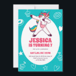 Cute Dabbing Unicorn Cartoon Kids Birthday Invitation<br><div class="desc">Cute design for kids,  boys or girls who love animals. Perfect for animal theme birthday party or baby shower. You can customise the wording to fit other occasions.</div>