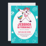 Cute Dabbing Unicorn Cartoon Kids Birthday Invitation<br><div class="desc">Cute design for kids,  boys or girls who love animals. Perfect for animal theme birthday party or baby shower. You can customise the wording to fit other occasions.</div>
