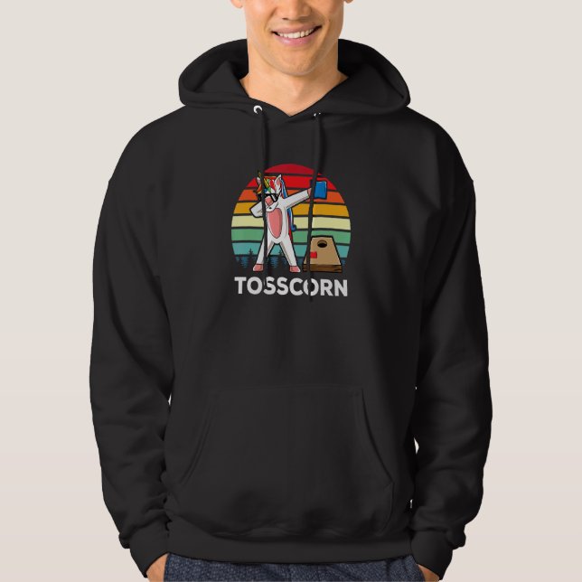 Cute Dabbing Unicorn Corn Hole Player Cornhole Tos Hoodie (Front)