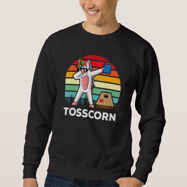 Cute Dabbing Unicorn Corn Hole Player Cornhole Tos Sweatshirt (Front)