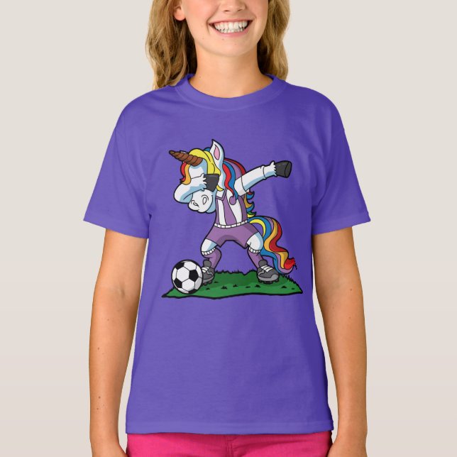 Cute Dabbing Unicorn Soccer T-Shirt (Front)