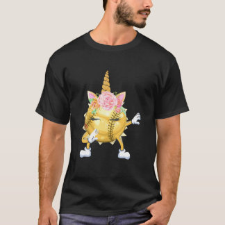 Cute Dabbing Unicorn Softball Funny Unicorn Softba T-Shirt