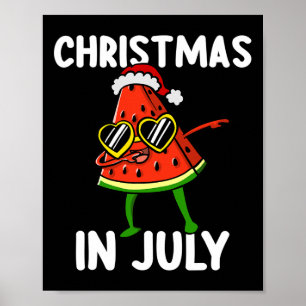 Cute Dabbing Watermelon Christmas In July Summer V Poster