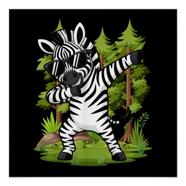 Cute Dabbing Zebra Funny Zebra Dance Animal  Poster (Front)