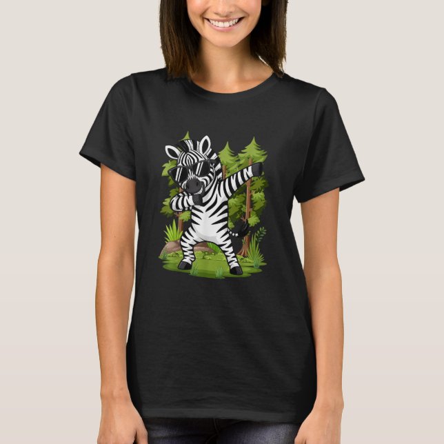 Cute Dabbing Zebra Funny Zebra Dance Animal  T-Shirt (Front)