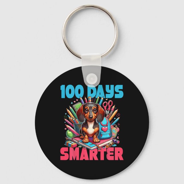 Cute Dachshund 100th Day Of School 100 Days Smarte Key Ring (Front)