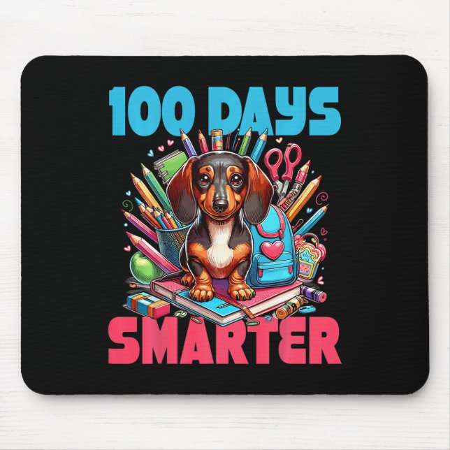 Cute Dachshund 100th Day Of School 100 Days Smarte Mouse Pad (Front)