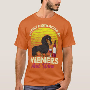 Cute Dachshund and Wine Design Doxie Dog Wiener Do T-Shirt
