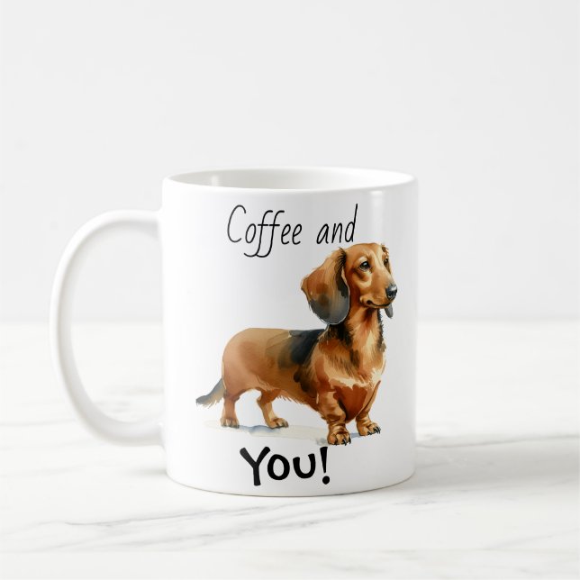  Cute Dachshund BROWNS Coffee & You! Coffee Mug (Left)