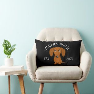 Cute Dachshund Cartoon Dag Personalised Lumbar Cushion
