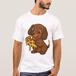 Cute Dachshund cartoon pizza pizza lover dog T-Shirt