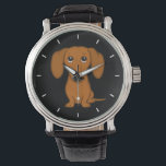 Cute Dachshund | Cartoon Wiener Dog Watch<br><div class="desc">This original wiener dog wrist watch is available in assorted styles for men,  women and kids. A cool fashion accessory that makes a great gift for smooth coated red Dachshund lovers. Visit Jenn’s Doodle World for many more stylish dog breed watches.</div>