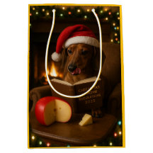 Cute Dachshund Cheese Tax Christmas gift bag 