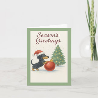 Cute Dachshund Christmas Card - Wiener Dog 