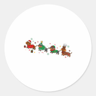 Cute Dachshund Christmas Parade Christmas Classic Round Sticker
