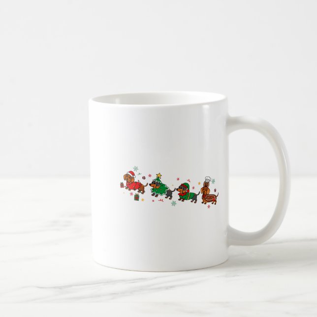 Cute Dachshund Christmas Parade Christmas  Coffee Mug (Right)