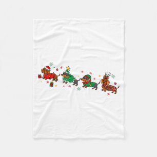 Cute Dachshund Christmas Parade Christmas  Fleece Blanket