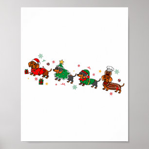 Cute Dachshund Christmas Parade Christmas  Poster