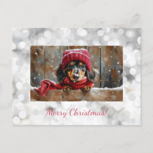 Cute Dachshund Christmas Postcard