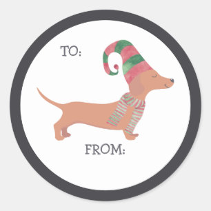 Cute Dachshund Christmas puppy dog lover Classic Round Sticker