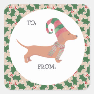 Cute Dachshund Christmas Square Sticker