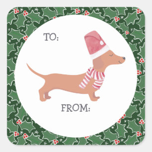 Cute Dachshund Christmas Square Sticker