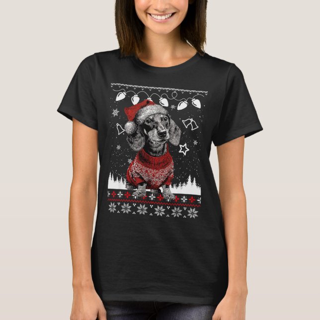 Cute Dachshund Christmas Wearing Sweater Funny Xma (Front)