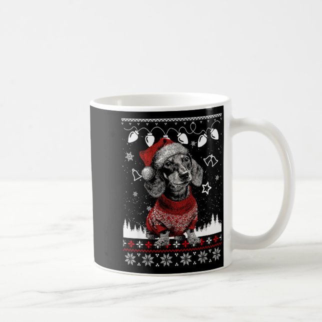 Cute Dachshund Christmas Wearing Sweater Funny Xma Coffee Mug (Right)