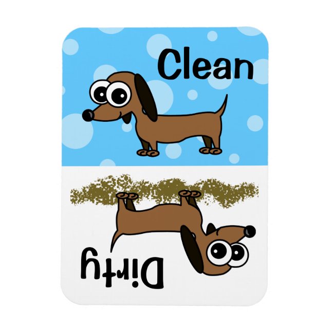 Cute Dachshund Clean / Dirty Dishwasher Magnet (Vertical)
