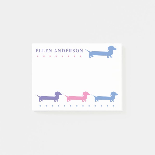 Cute Dachshund Custom Colors and Texts Post-it Notes (Front)