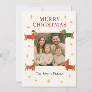 Cute Dachshund Customizable Photo Christmas Card