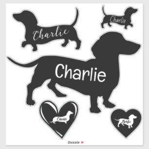 Cute Dachshund Dog Black and White Customizable